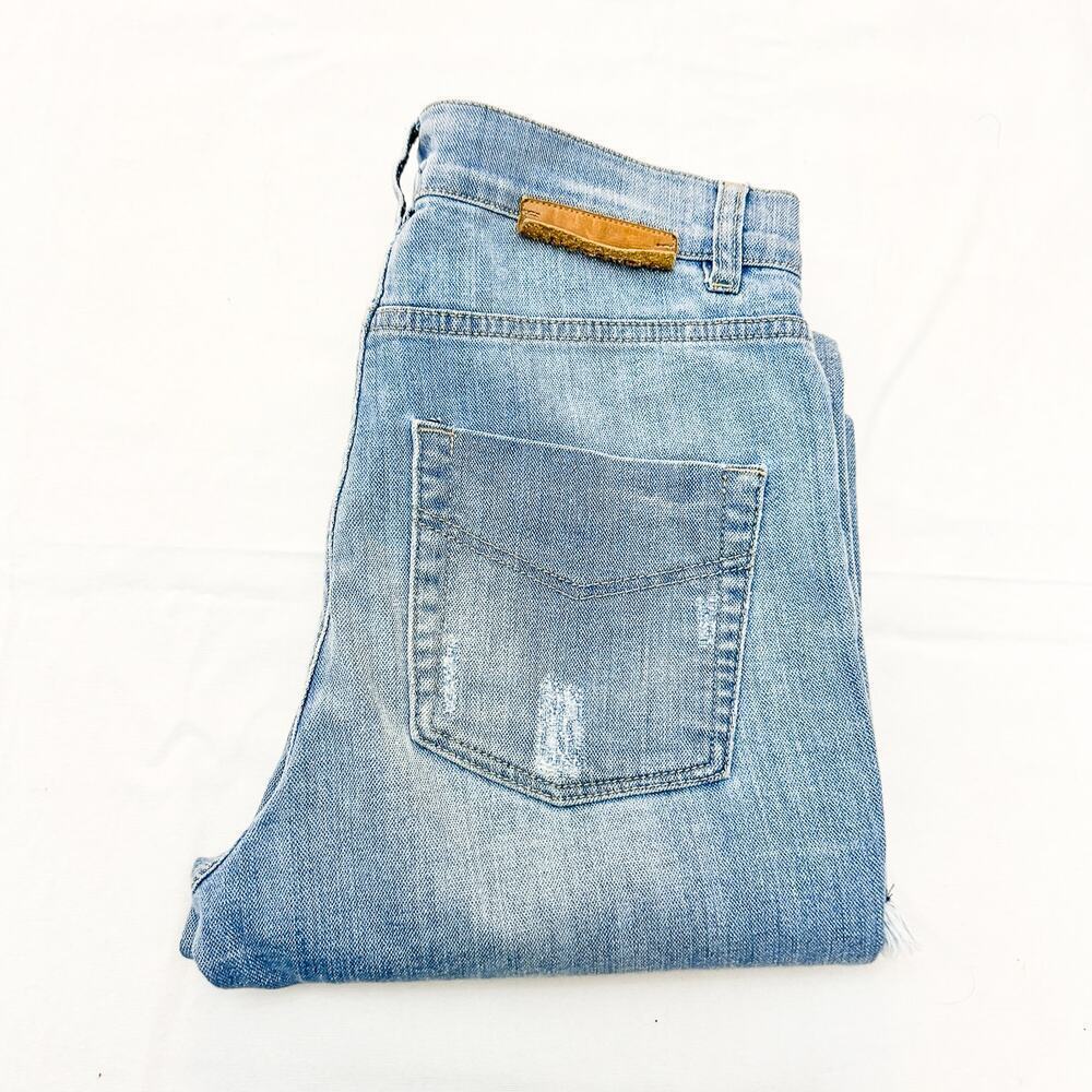 Marella Sport 318103852 Light Wash Straight Leg Denim Jeans Raw Hem Size 2